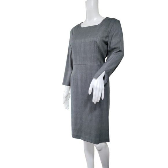 80's Pendleton 100% Wool Black & White Houndstooth Sheath Midi Dress 12 P - Picture 3 of 16